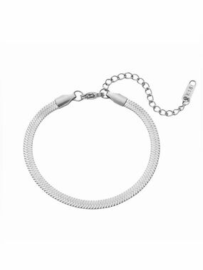 Silver-Tone Stainless Steel Herringbone Bracelet